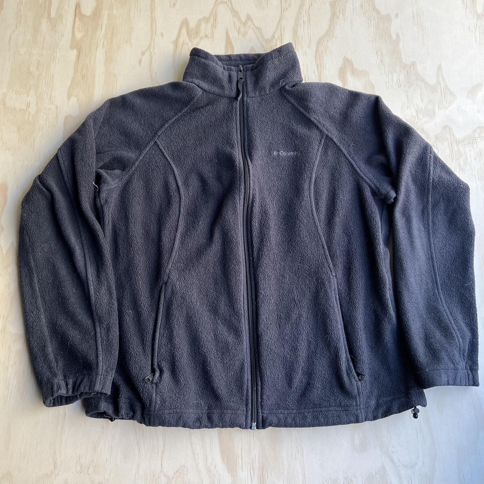 Columbia Fleece Jacket Womens Large Black Full Zip Pockets Lightweight Outdoor